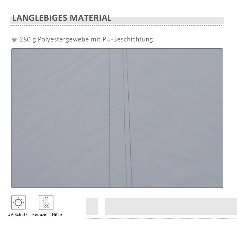 Tenda retrattile protezione solare 3.95 x 2.45 m con manovella telaio metallico tessuto poliestere colore grigio bianco resistente per esterni