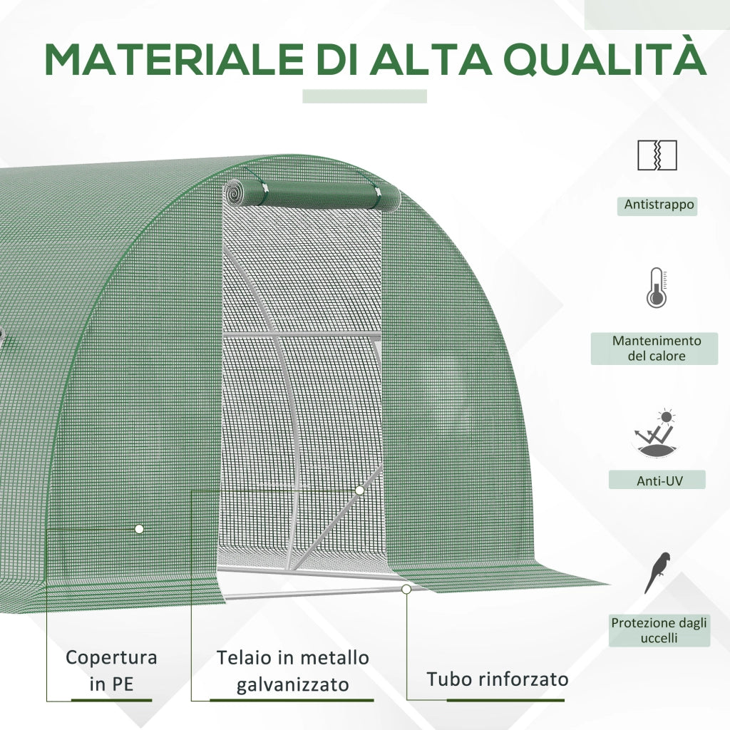 Serra da Giardino ¨C zephmum ¨C Verde 4.5x3x2m con Finestre