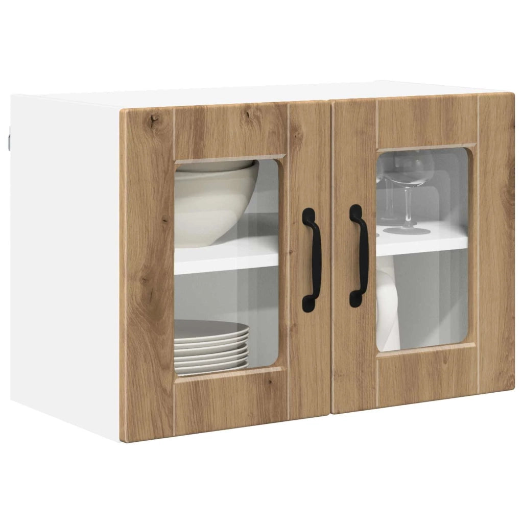 Pensile da cucina | Mobile in vetro da parete PORTO 2 pz Rovere artigianale