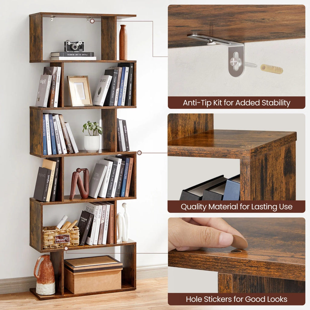 Libreria moderna a 6 ripiani divisorio per soggiorno camera da letto ufficio bianco 12_0004219