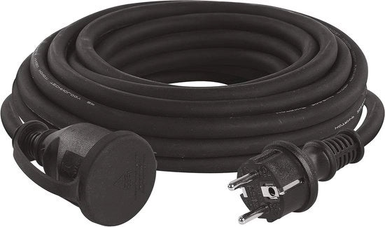 Cavo di allungamento 10m - impermeabile - resistente all'olio - 230V 16A - isolamento in gomma - H07RN-F3G 25mm2 - esterno - nero