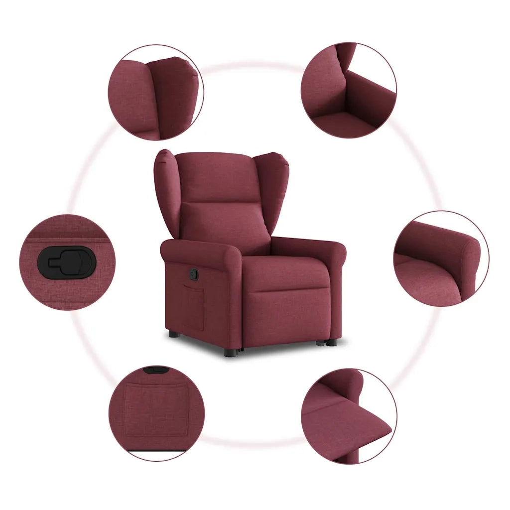 vidaXL Poltrona Alzapersona Reclinabile Rosso Vino in Tessuto