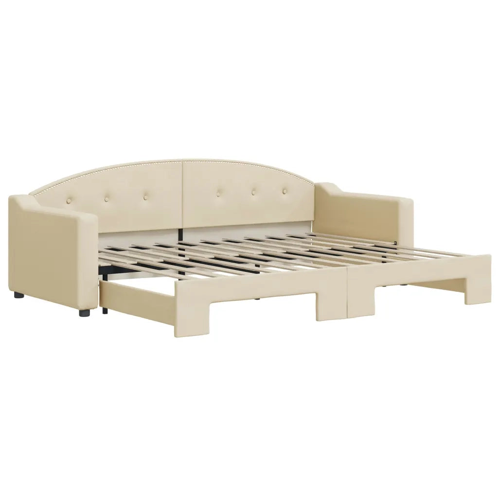 Divano Letto con Letto Estraibile Crema 80x200 cm Tessuto 3197529