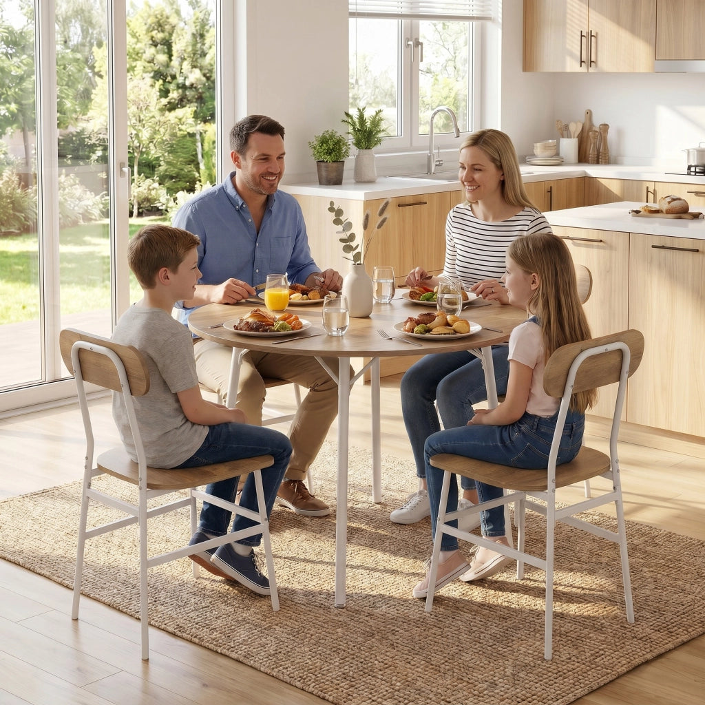 Set tavolo da pranzo con 4 sedie ¨C Xylo ¨C telaio metallo, legno naturale