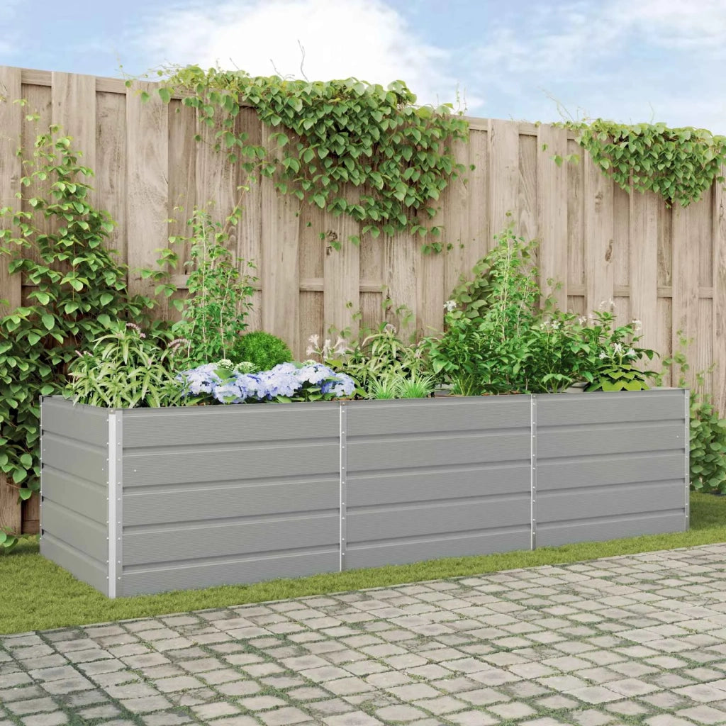 Fioriera | Cassetta per fiori | Vaso Grigio chiaro 290 x 100 x 75 cm Acciaio zincato
