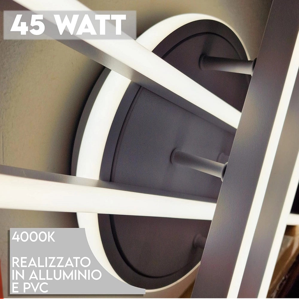 Plafoniera LED moderna da soffitto 48W con switch per luce calda 3000K naturale 4000K o fredda 6500K design elegante per interni