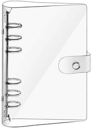 Agenda A5 con copertina trasparente in PVC - acqua resistente - chiusura con 6 ganci - adatto per scuola e ufficio - blocco note portatile