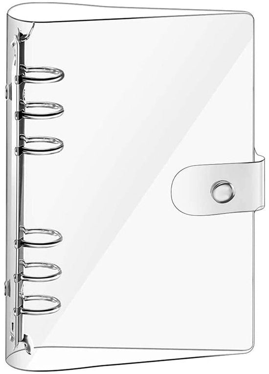 Agenda A5 con copertina trasparente in PVC - acqua resistente - chiusura con 6 ganci - adatto per scuola e ufficio - blocco note portatile