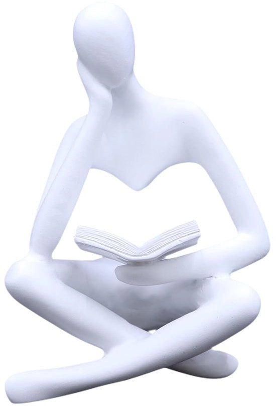 Figurina Abstracto Pensatore - Decorazioni Figurine - Ornamento in Resina - Stile Scandinavo - Ornamento d'Arte 11,5 x 8,5 x 6,5 cm - Materiale Ecologico - Decorazione