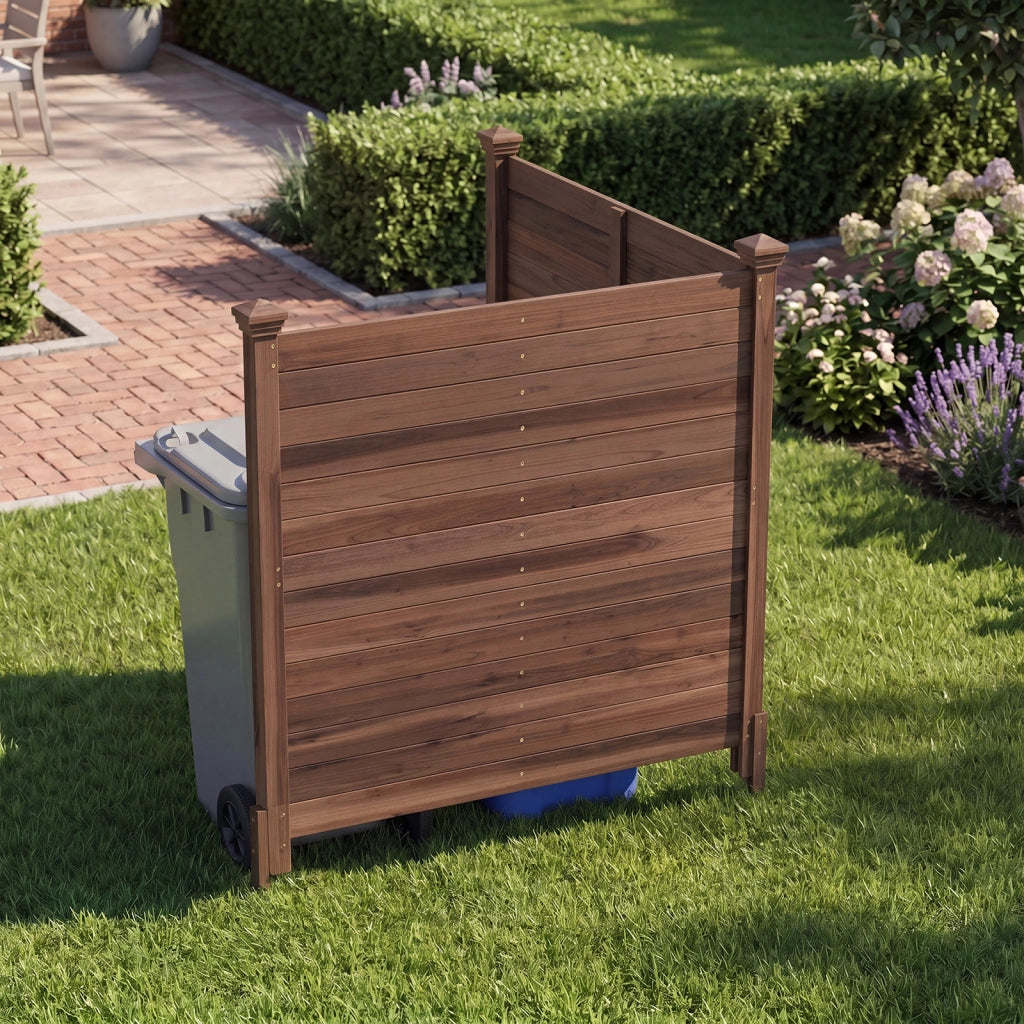 Recinto da giardino in legno massello montaggio facile, Recinzione esterno a 2 pannelli schermo ventilato copri 1 Pezzo Marrone