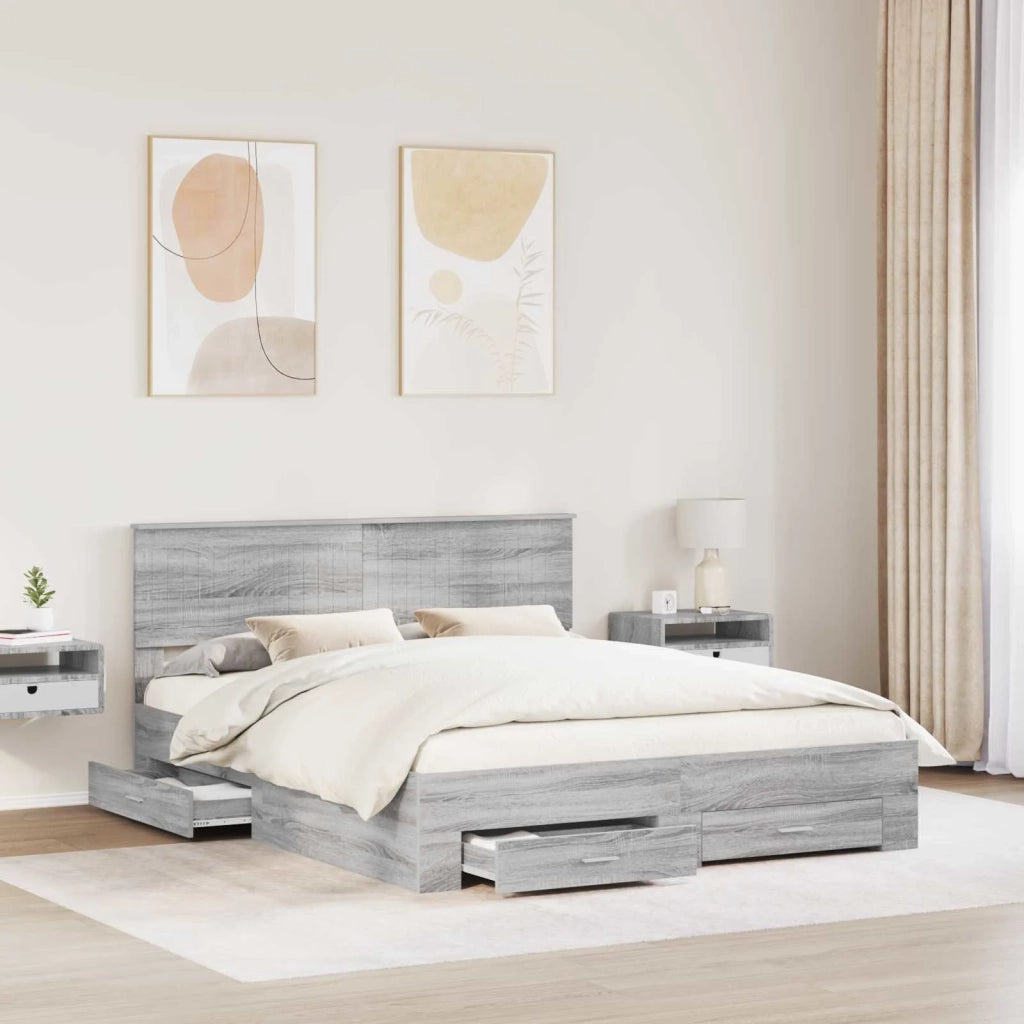 Struttura del letto con testiera Grigio Sonoma 160 x 200 cm 3410875