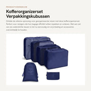 Set di organizzatori di valigia - Cubi di imballaggio - Materiale impermeabile - Blu marino - Borse di trasporto - Adatto per abbigliamento - 6 pezzi