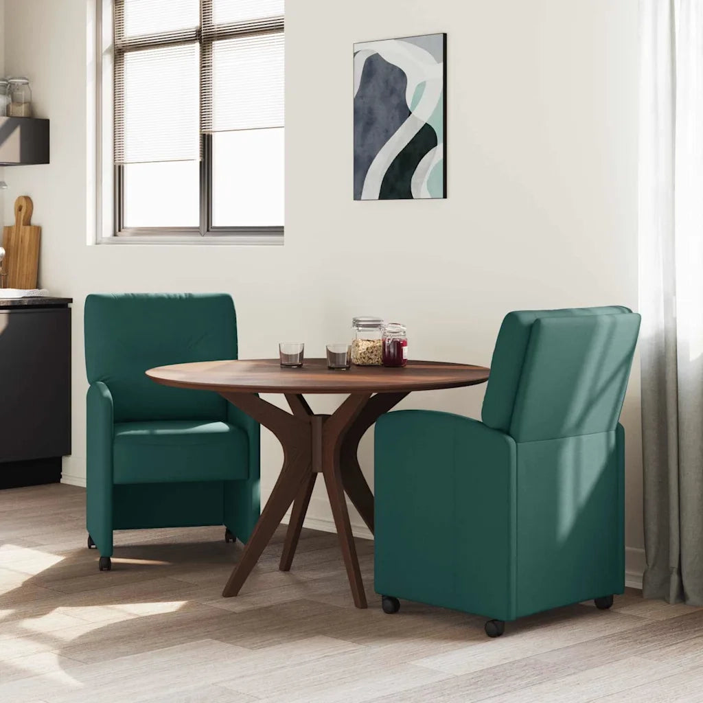 Sedie da Pranzo con Ruote 2 pcs Verde scuro 57 x 67 x 95 cm 42017852