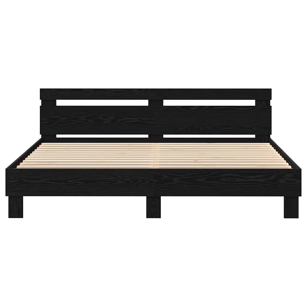 Struttura del letto Rovere Nero 200 x 200 cm Legno multistrato 3333935