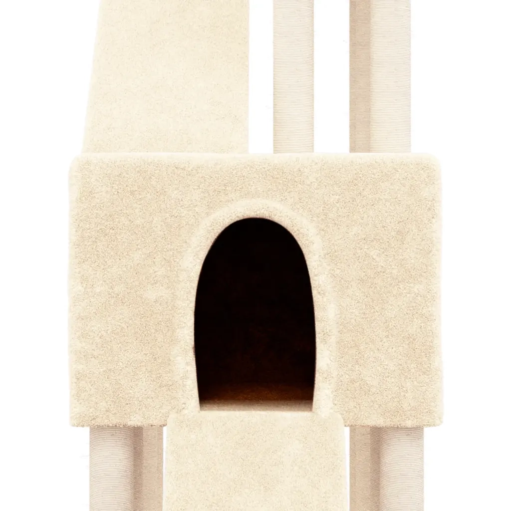 Albero per Gatti con Tiragraffi in Sisal Crema 190 cm 171648