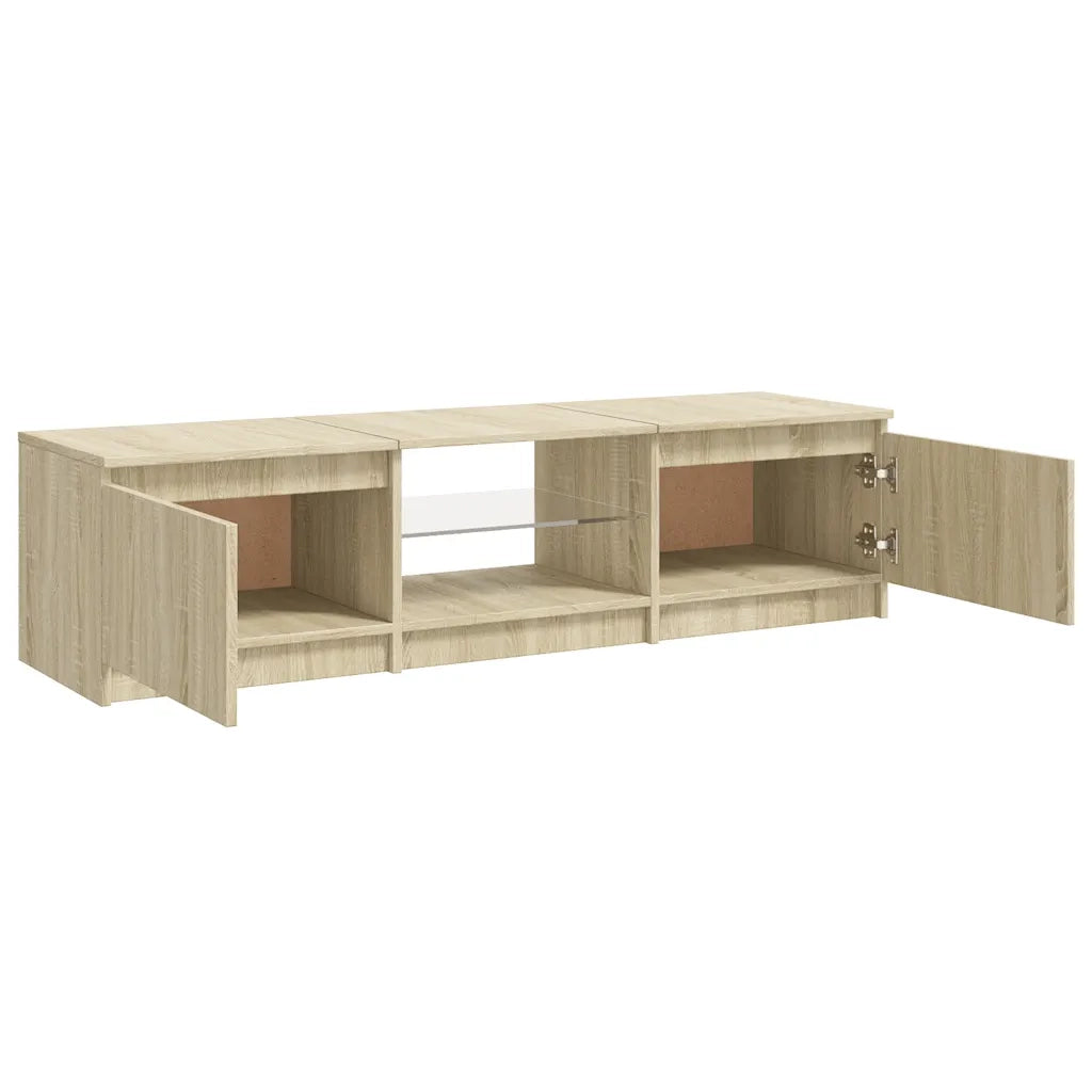 Mobile Porta TV con Luci LED-Credenza TV Rovere Sonoma 140x40x36 cm