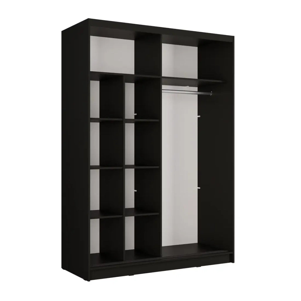Armadio KAZU a 2 porte scorrevoli con specchio grigio grafite 155 cm