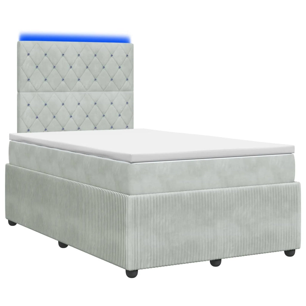 Letto Box Spring LED con Materasso Grigio Chiaro 120 x 200 cm 3456041