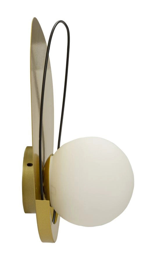 Lampada da Muro Circly 28x17x32 cm in Vetro e Ferro Oro e Nero e Bianco