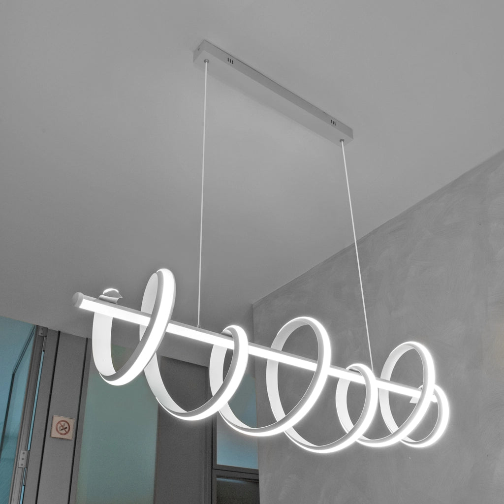 Lampadario moderno pendente bianco stilizzato 60W barra luce doppio LED sospensione tavolo cucina ristorante 230V - 6000K