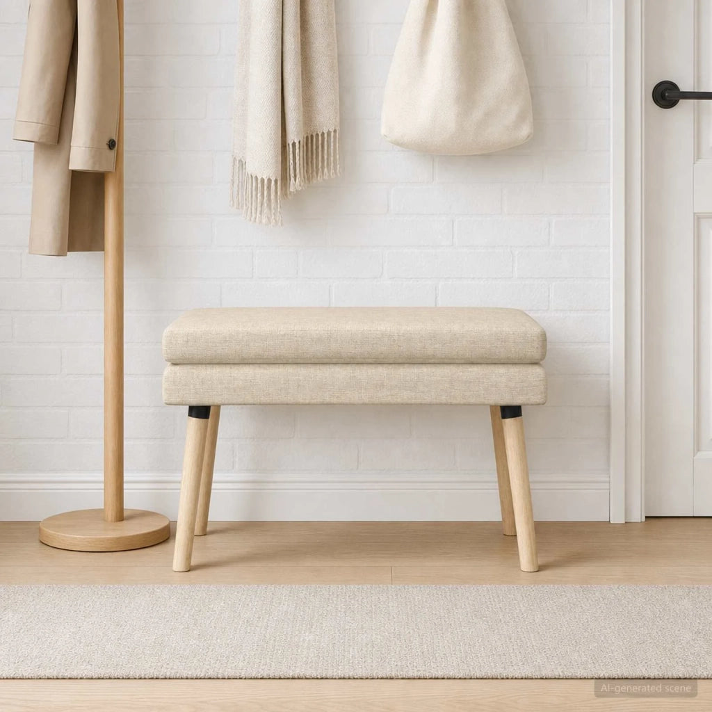 Panchina a doppio strato Crema 80 x 40 x 47 cm Tessuto 42038438