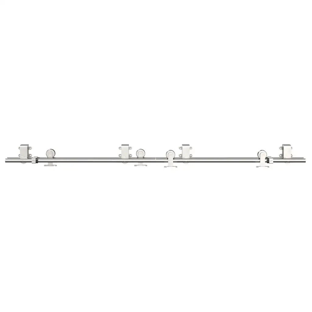 Kit Binari Porta Scorrevole 183 cm Acciaio Inossidabile Argento 3295763