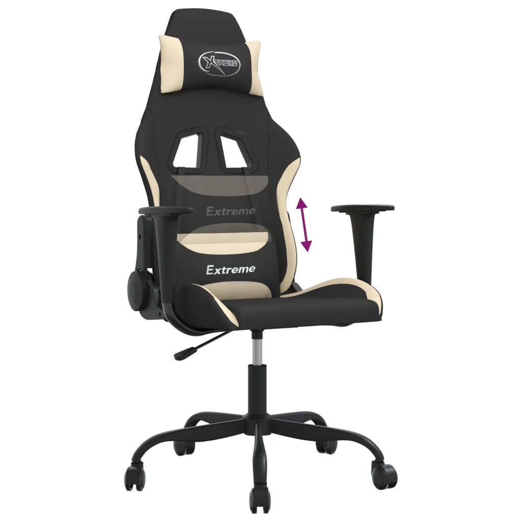vidaXL Sedia da Gaming Nero e Crema in Tessuto