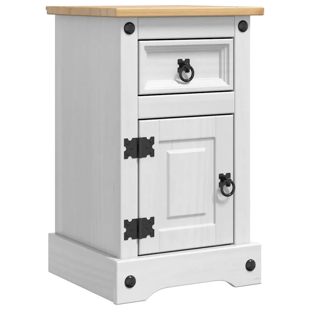 Comodino Corona Bianco 35 x 32,5 x 58 cm Pino massello 42021183