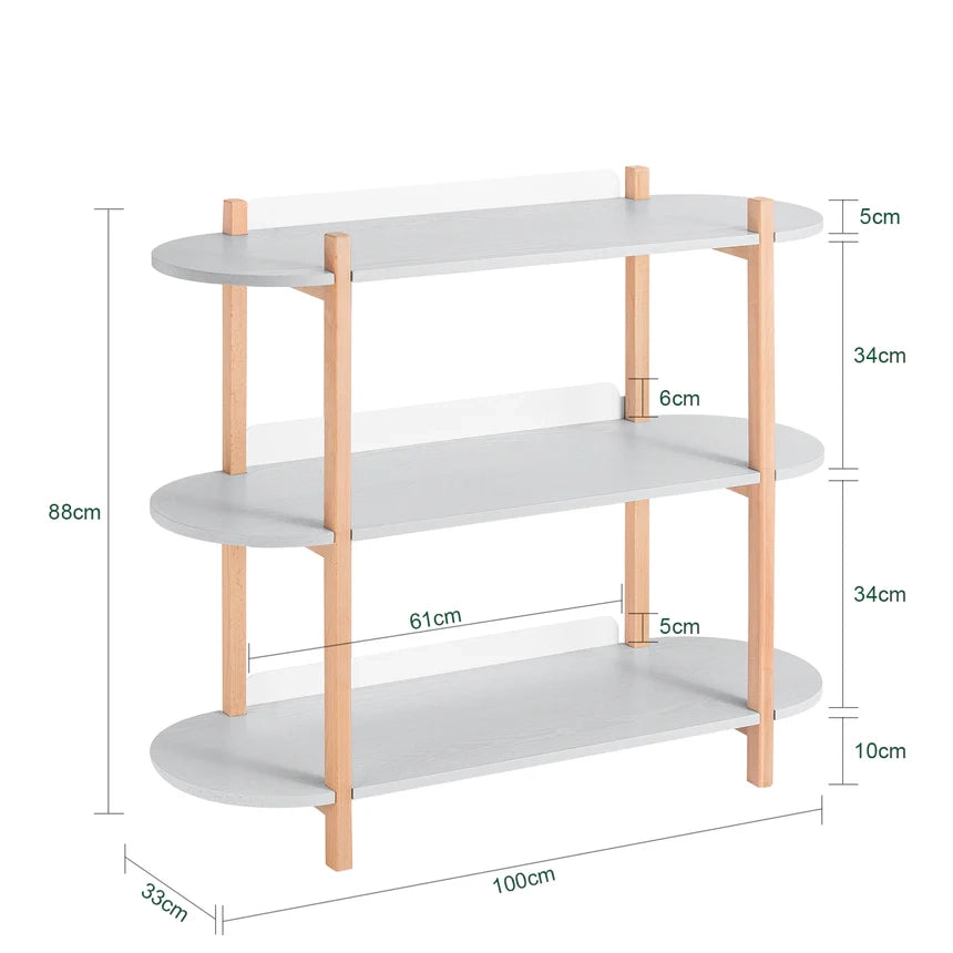 SoBuy Libreria multifunzionale Scaffale con 3 ripiani Tavolino da Caffè Portaoggetti salvaspazio Grigio 100 x 33 x 88 cm HSTR01-H-HG