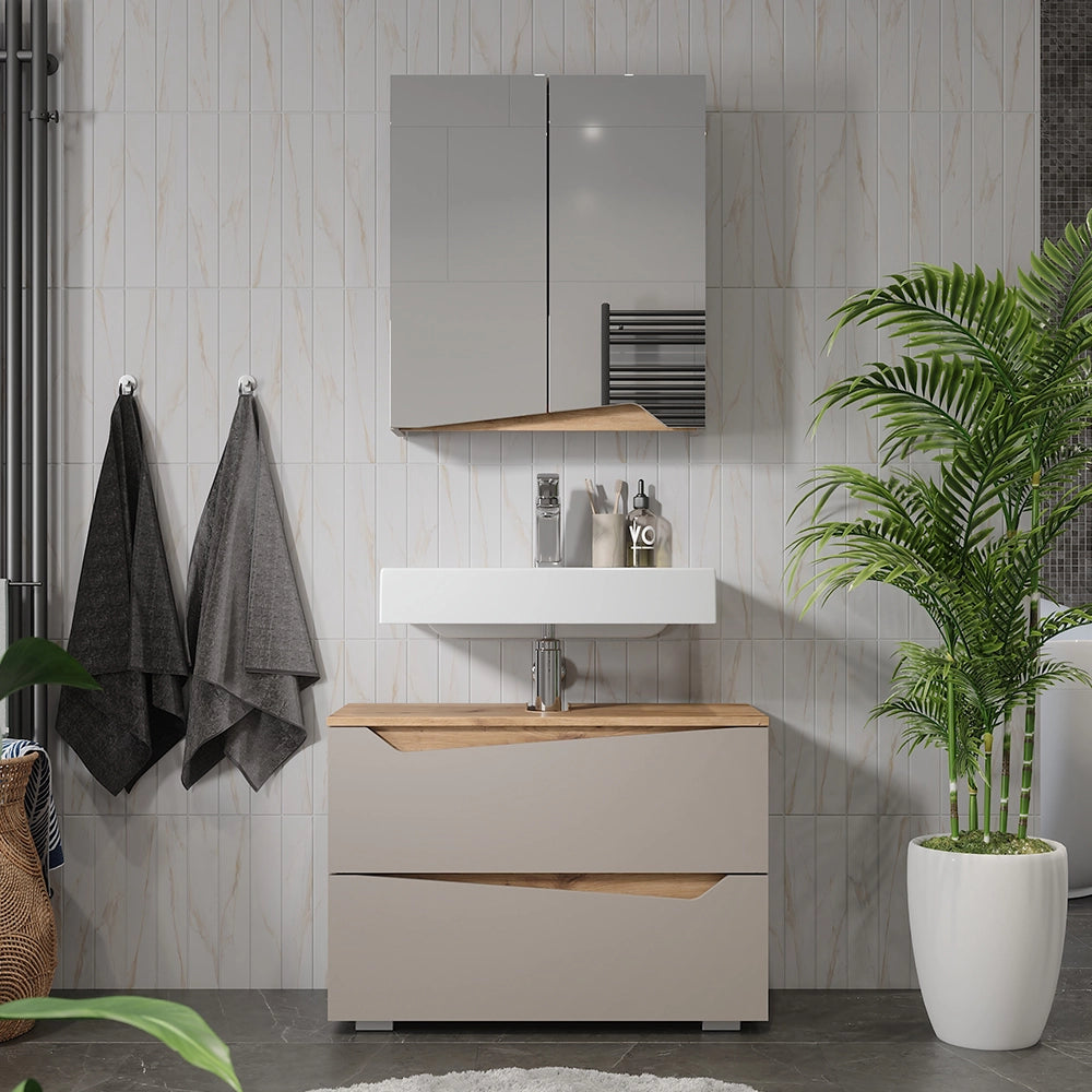Vicco Set di mobili da bagno Greige/Artigianale 2 parti