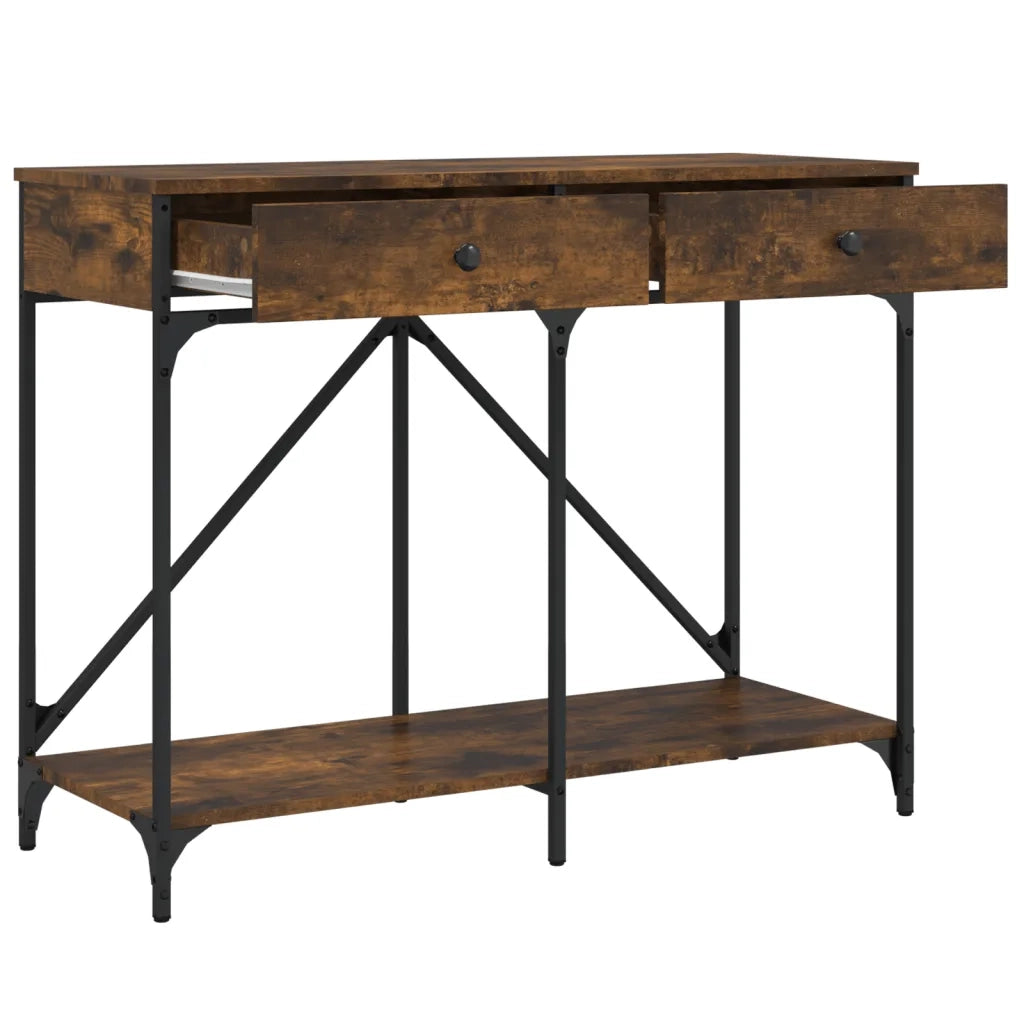 Tavolo Consolle Rovere Fumo 100x39x78,5 cm in Legno Multistrato 835486