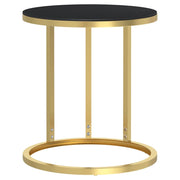 Tavolino-Tavolino da Soggiorno-Tavolino da Salotto Oro e Nero 45 cm in Vetro Temperato