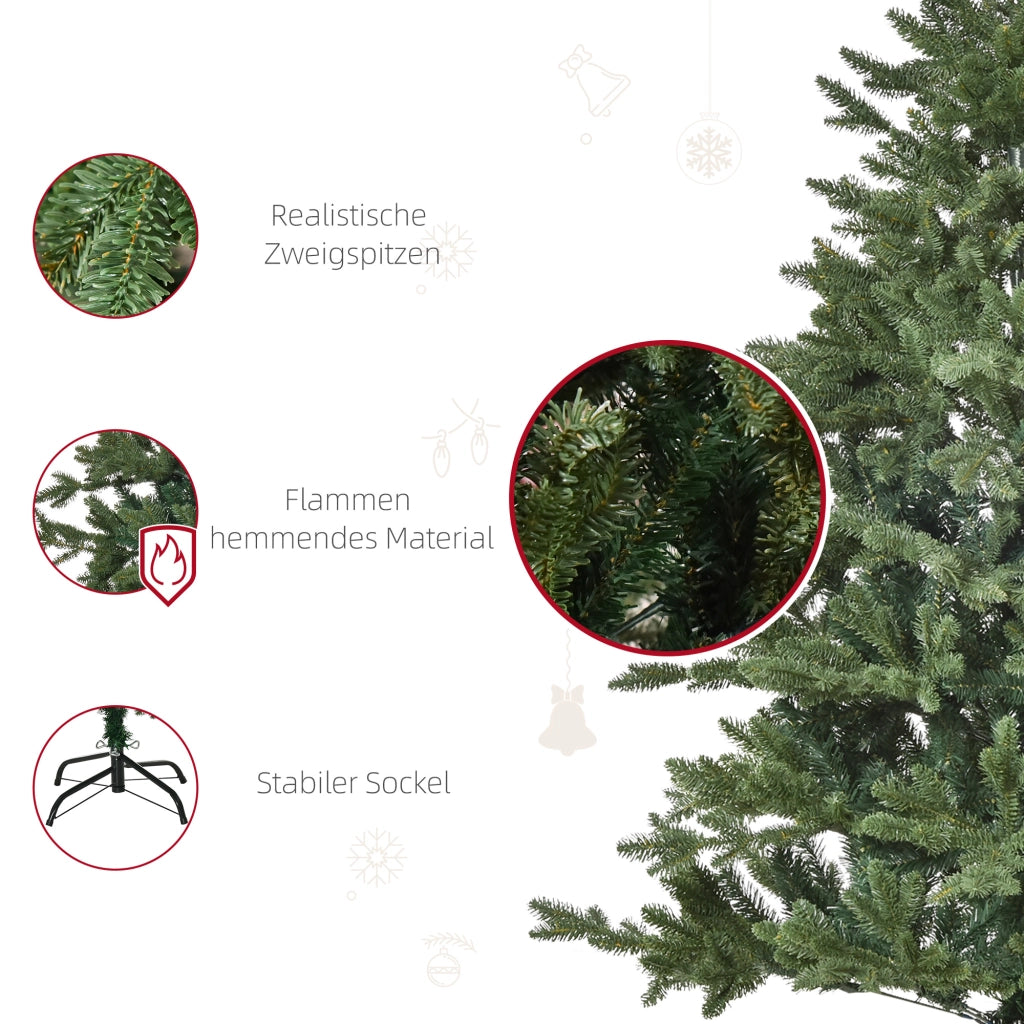 Albero di Natale artificiale 150 cm ¨C zephmum ¨C 444 punte, 3 forme foglie, ignifugo, con base metallica