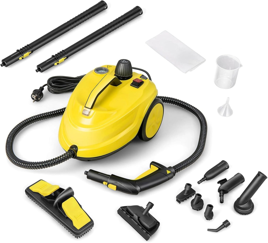 Vaporizzatore Pulitore a vapore, potenza: 2000 W, pressione: 5 bar, temperatura: 160 ℃, tempo di riscaldamento: 8 min, serbatoio: 1,8 L, superficie: 108 m², per divano, pavimento, cucina, giallo