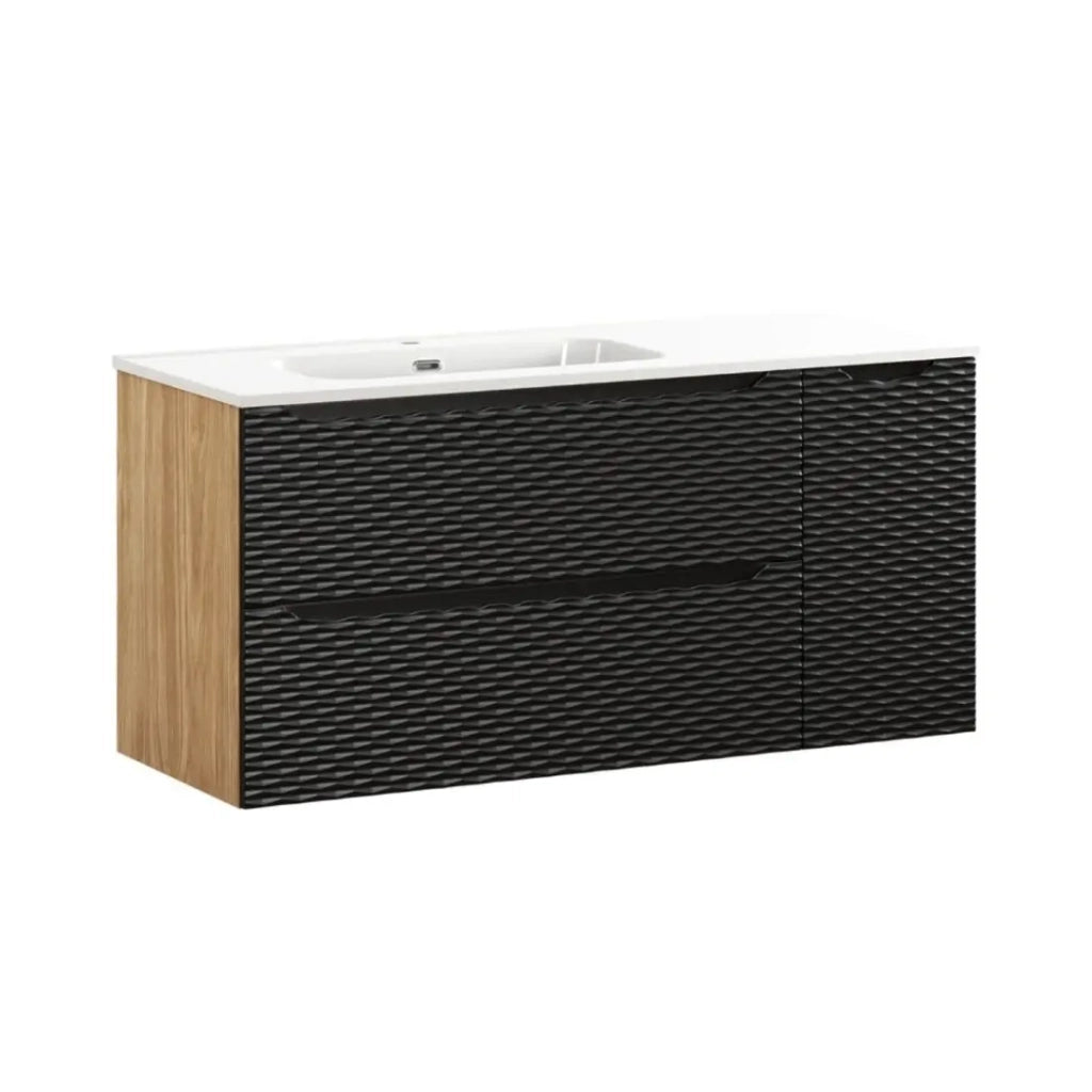 Set da bagno YOKA nero: mobile sotto lavabo 120 cm + lavabo da incasso
