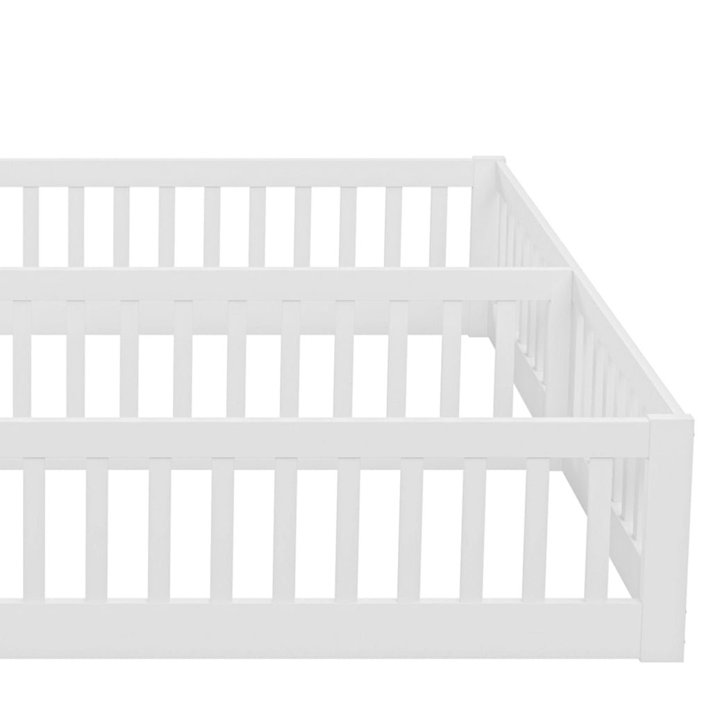 OKWISH Letto Bambini 90×200 cm, Letto Singolo con Spondine di Sicurezza, Struttura Doppia per 2 Bambini, senza Materasso, in Legno, Bianco