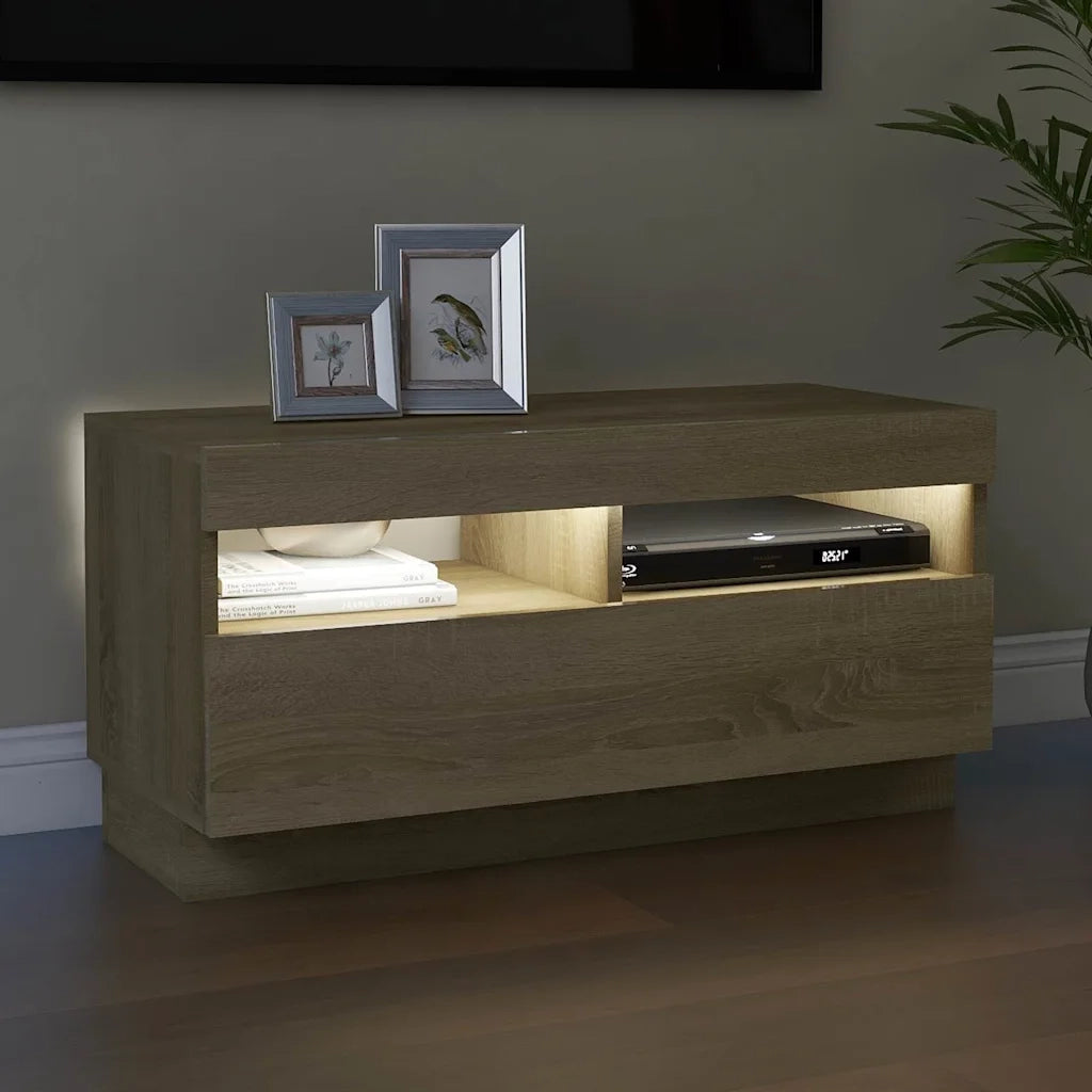 Mobile Porta TV con Luci LED-Credenza per TV Rovere Sonoma 80x35x40 cm