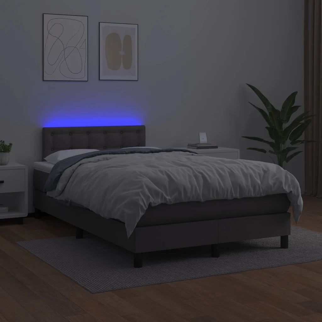 Giroletto Molle con Materasso e LED Grigio 120x190cm Similpelle 3270139