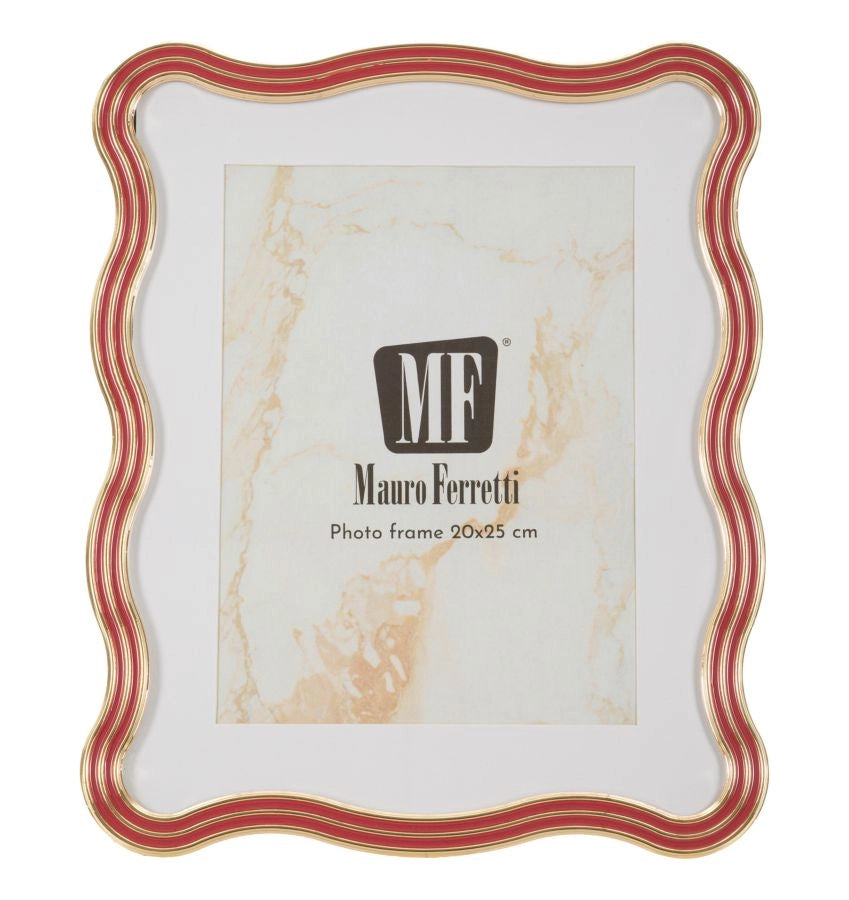 Cornice Elizabeth Rossa 22,7x1,3x27,6 cm in Zinco e Vetro Rosso e Oro