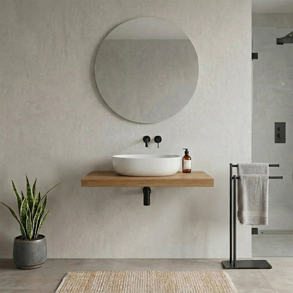 Mensolone bagno 100 cm in legno effetto rovere naturale Levia
