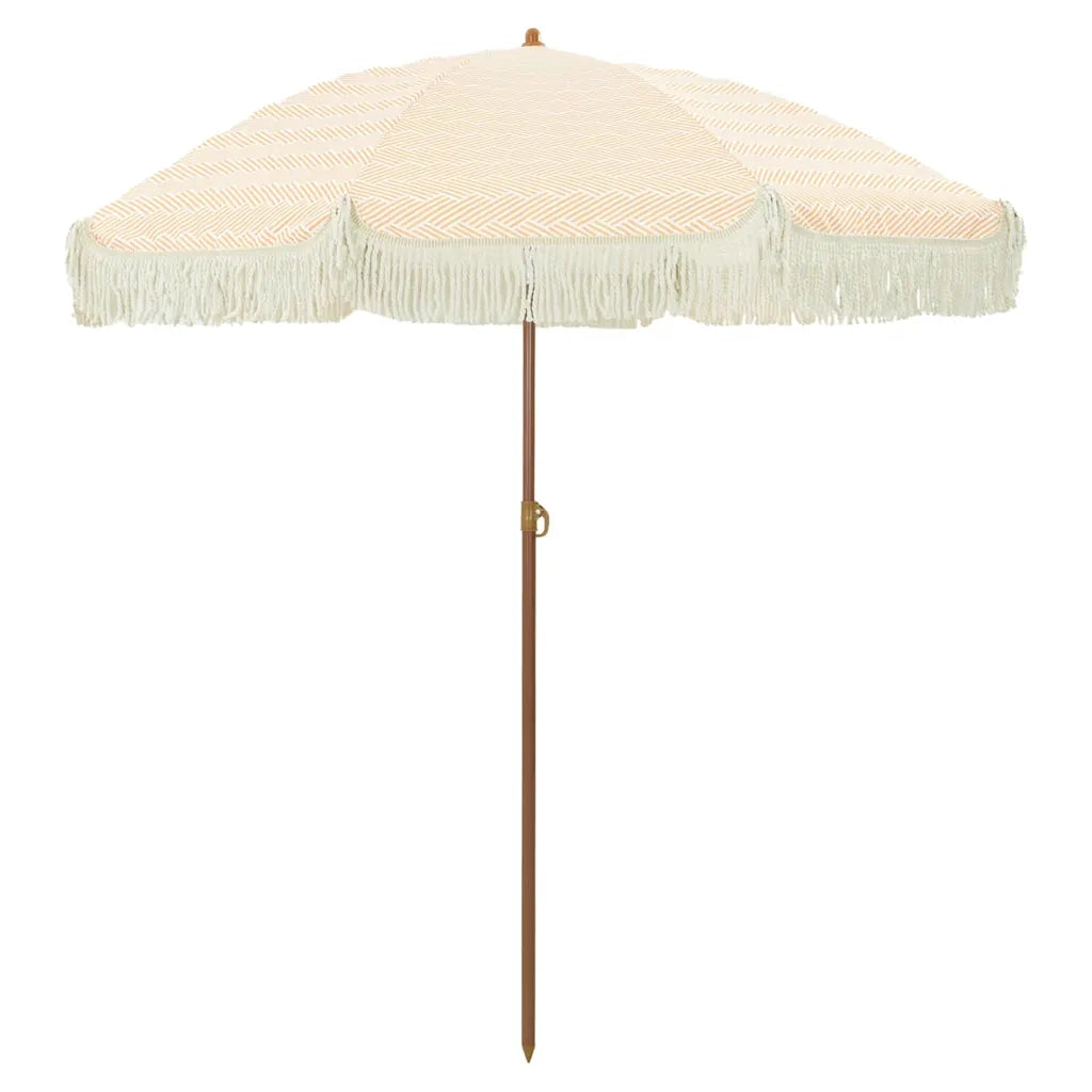 Ombrellone da Spiaggia Giallo e Bianco 160 x 160 x 196 cm 42006679