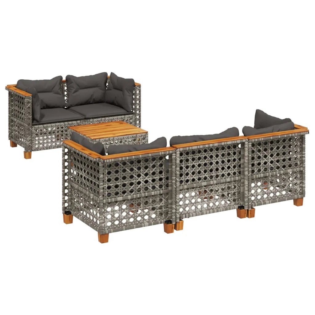 Set Divano da Giardino 6 pz con Cuscini Grigio in Polyrattan 3261735