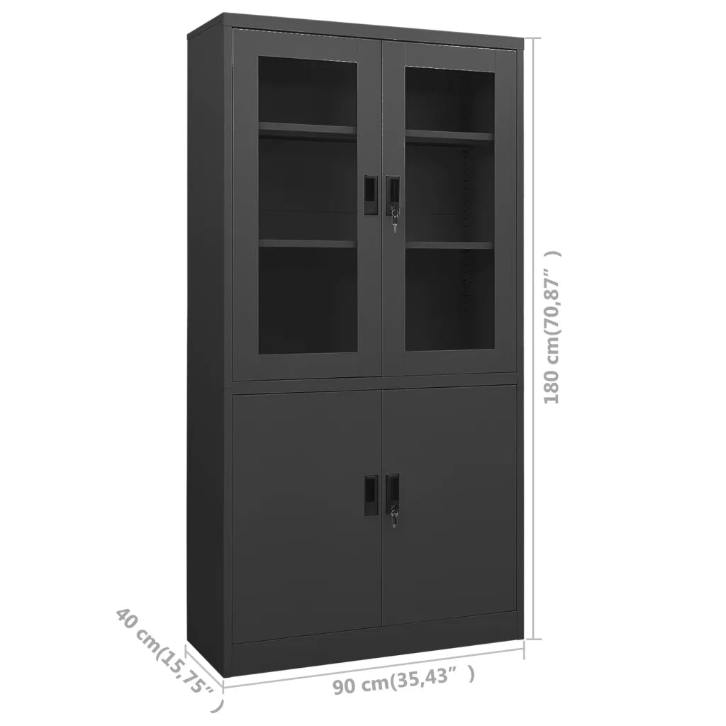 Mobile da ufficio di design con 3 ripiani regolabili 90 x 40 x 180 cm acciaio antracite 02_0046809