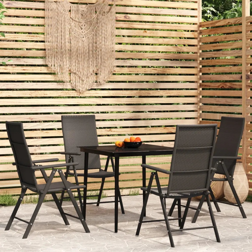 Set Mobili da Pranzo per Giardino 5 pz Nero cod mxl 41006