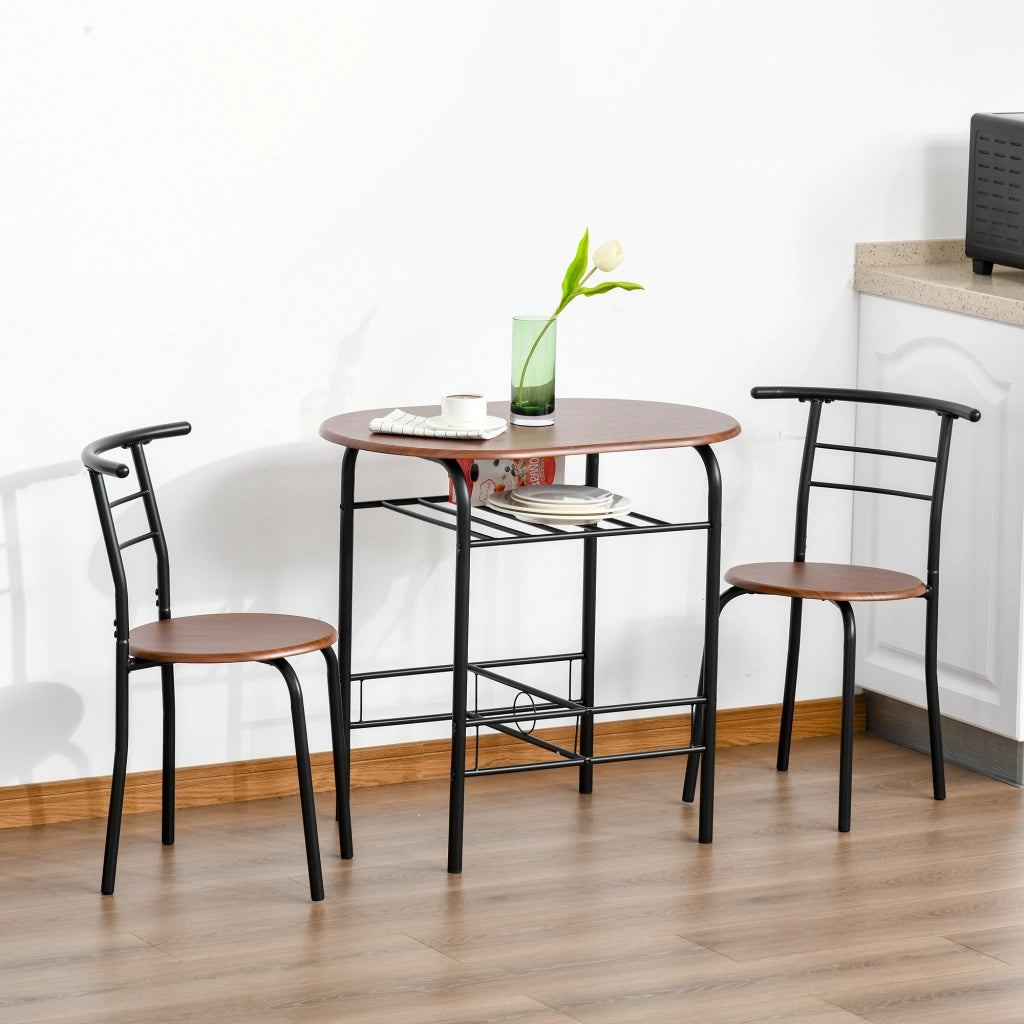 Set Tavolo da Pranzo con 2 Sedie ¨C zephmum ¨C Legno, Marrone e Nero