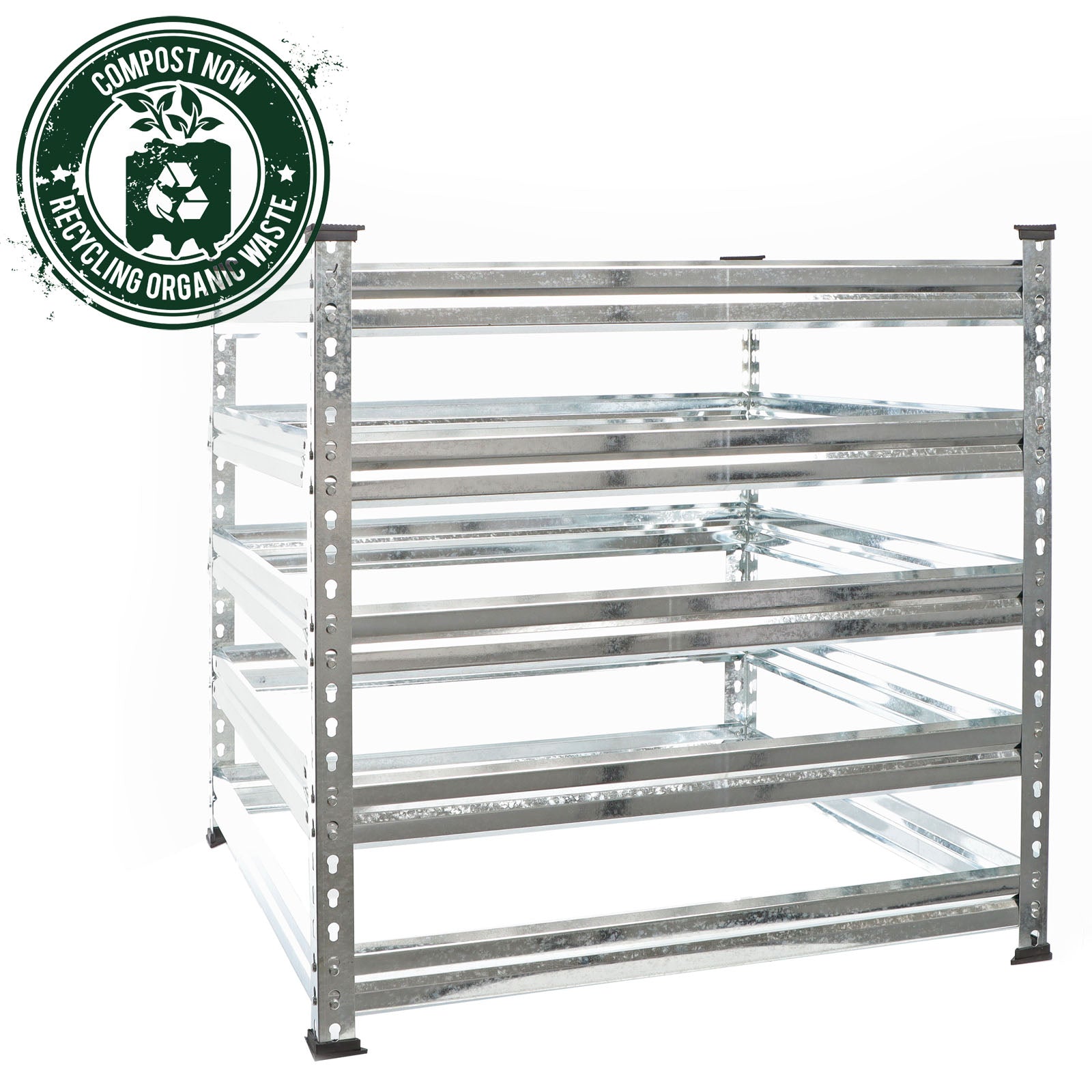 Compostiera da giardino in metallo 90 x 90 x 90 cm per 720 litri di compost da rifiuti organici