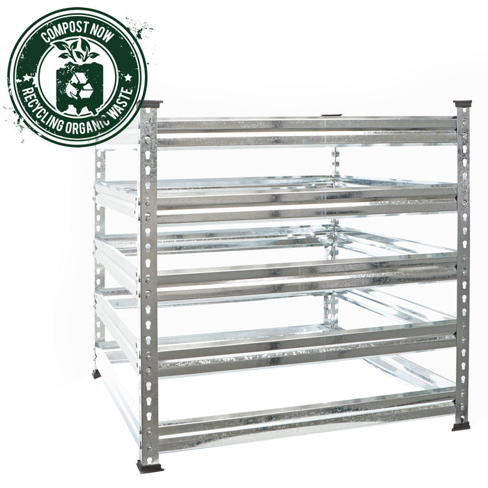 Compostiera da giardino in metallo 90 x 90 x 90 cm per 720 litri di compost da rifiuti organici