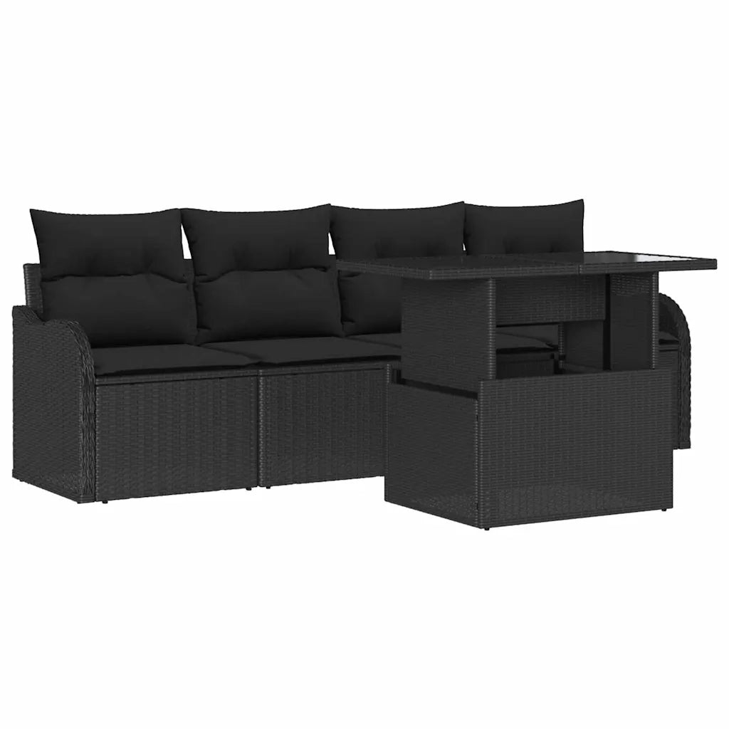 Set Divano da Giardino 5 pcs Nero Rattan in Polipropilene 3357106