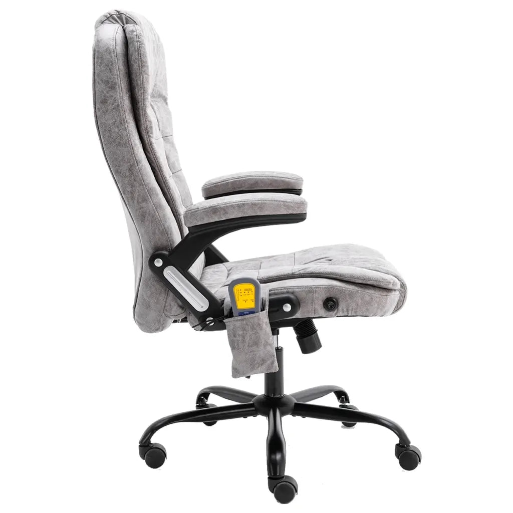 Sedia da Ufficio | Sedia da Gaming Massaggiante Grigio Chiaro in Scamosciato