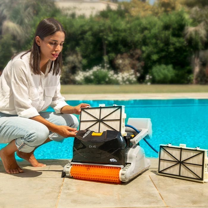 Robot Piscina Dolphin Ex 45 Premium Con Spazzole Pvc, Carrello E Copertura Protettiva
